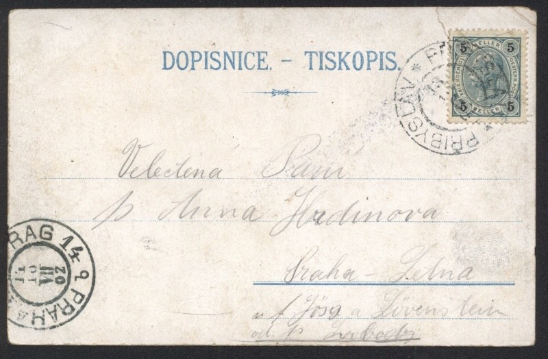 Přibyslav. Pozdrav z Přibyslavi. Pomník Žižkův. Náměstí s parkem. Pomník Karla Havlíčka v Borové u Přibyslavi (litografie)