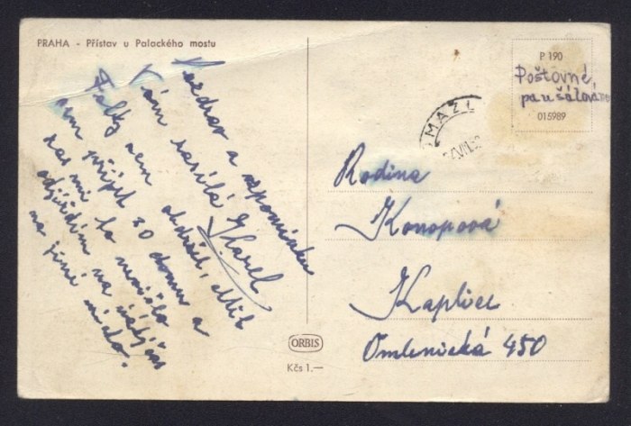 Praha. Přístav u Palackého mostu. Most