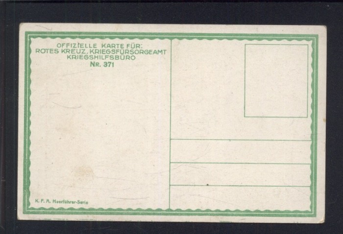 Offizielle Karte für Rotes Kreuz. Kriegsfürsorgeamt. Kriegshilfsbüro Nr. 371 (Nikol Schattenstein)
