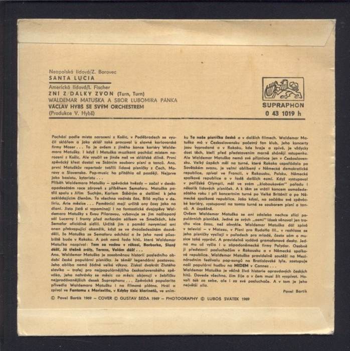 Waldemar Matuška - Santa Lucia / Zní z dálky zvon (SP)
