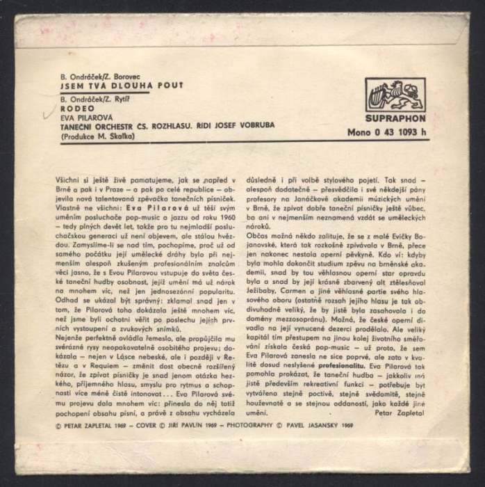 Eva Pilarová - Jsem tvá dlouhá pouť / Rodeo (SP)