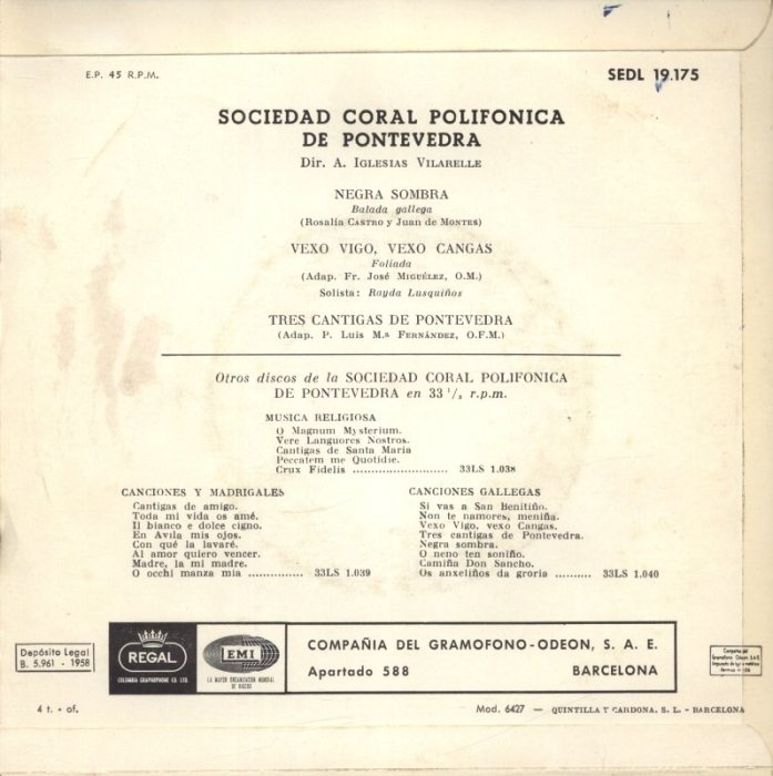 Sociedad Coral Polifónica de Pontevedra - Canciones Gallegas