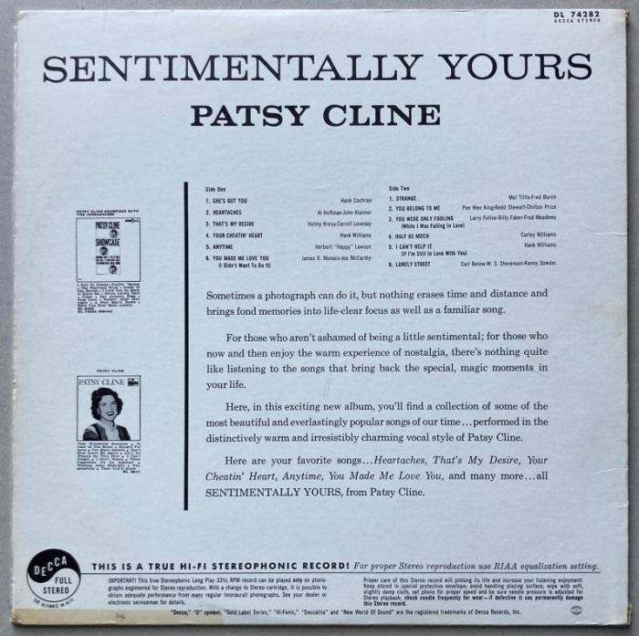 Patsy Cline - Sentimentally Yours (LP)