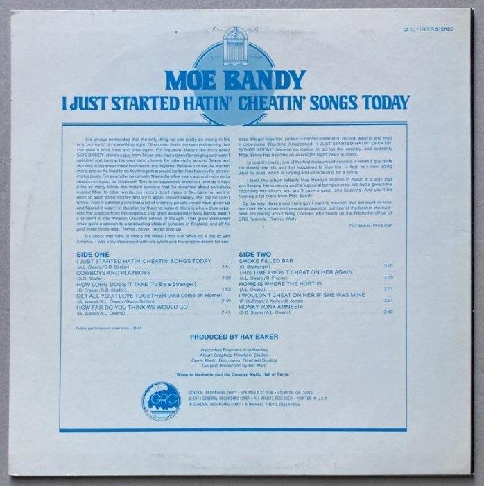 Moe Bandy - I Just Started Hatin' Cheatin' Songs Today (LP)