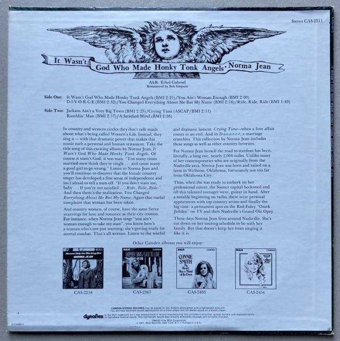 Norma Jean - It Wasn't God Who Made Honky Tonk Angels (LP)