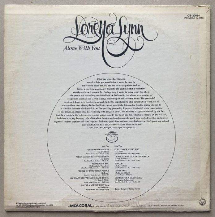 Loretta Lynn - Alone With You (LP)
