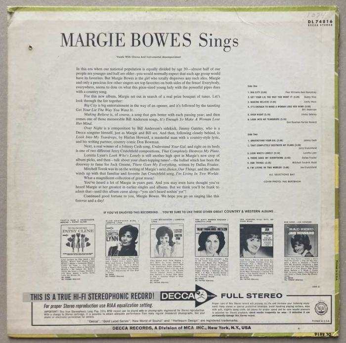 Margie Bowes - Margie Bowes Sings (LP)