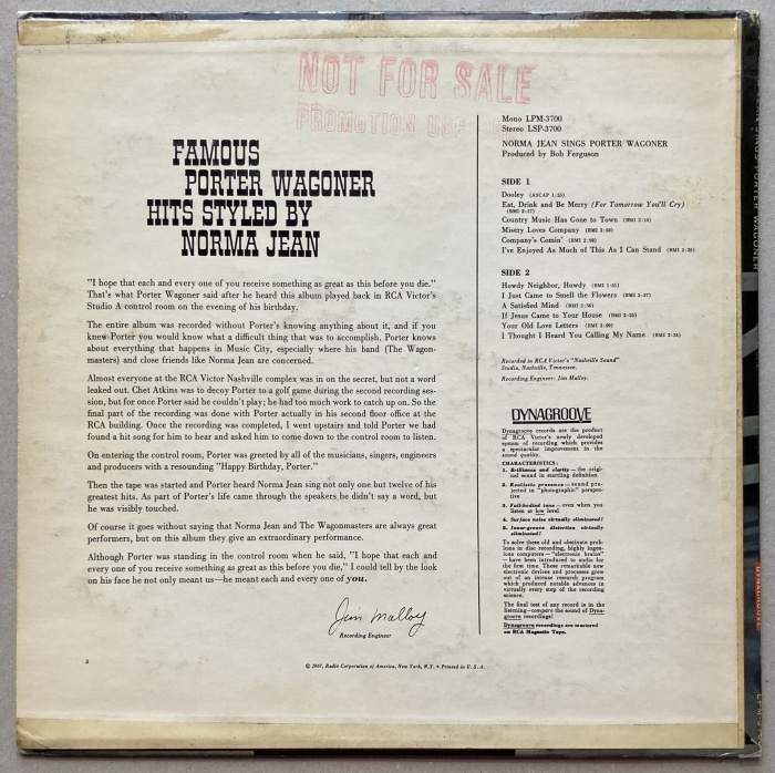 Norma Jean - Norma Jean Sings Porter Wagoner (LP)