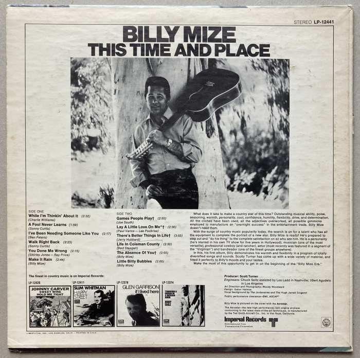 Billy Mize - This Time And Place (LP)
