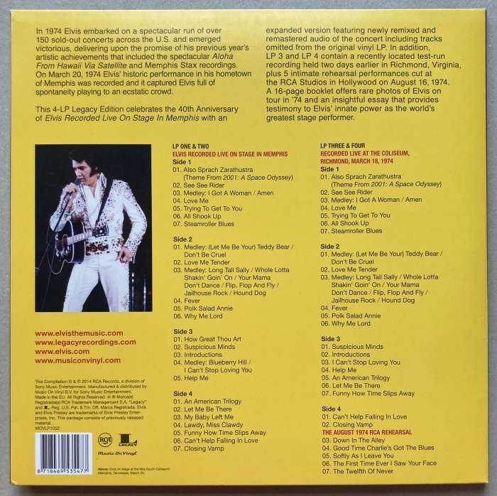 Elvis Presley - Elvis Recorded Live On Stage In Memphis (4LP)