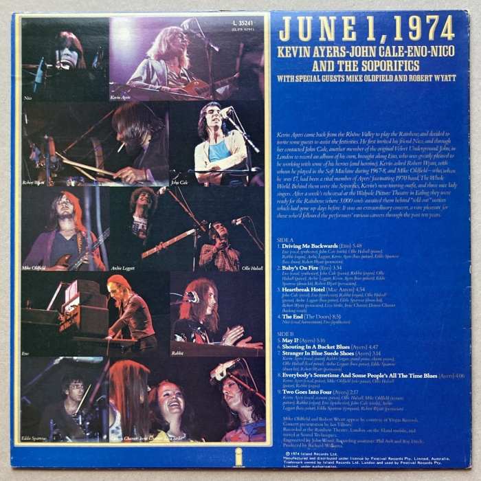 Kevin Ayers - John Cale - Eno - Nico - June 1, 1974 (LP)