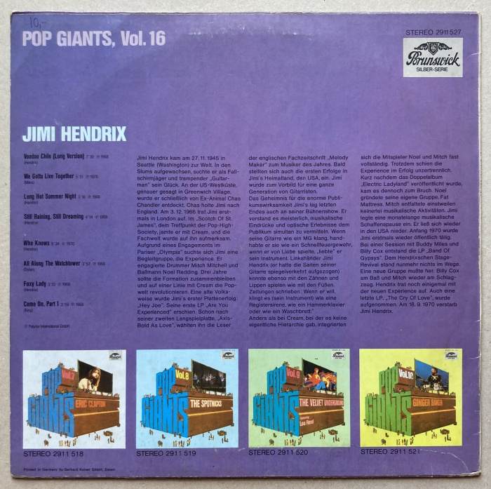 Jimi Hendrix - Pop Giants, Vol. 16 (LP)