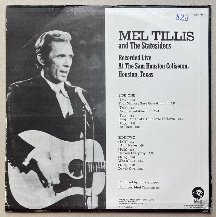 Mel Tillis And The Statesiders - Recorded Live At The Sam Houston Coliseum, Houston, Texas (LP)