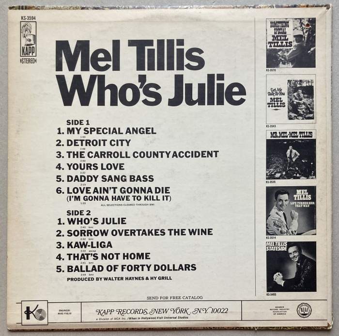 Mel Tillis - Who's Julie (LP)
