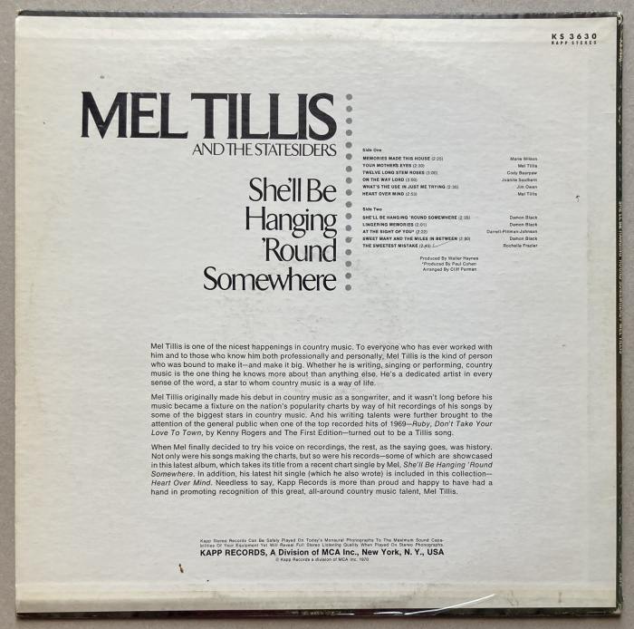 Mel Tillis - She'll Be Hanging 'Round Somewhere (LP)
