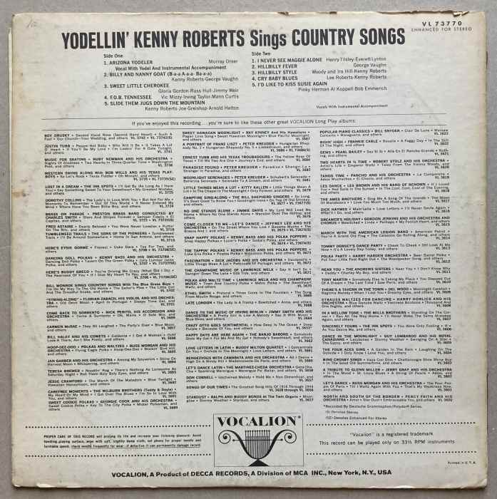 Yodellin' Kenny Roberts - Yodellin' Kenny Roberts Sings Country Songs (LP)