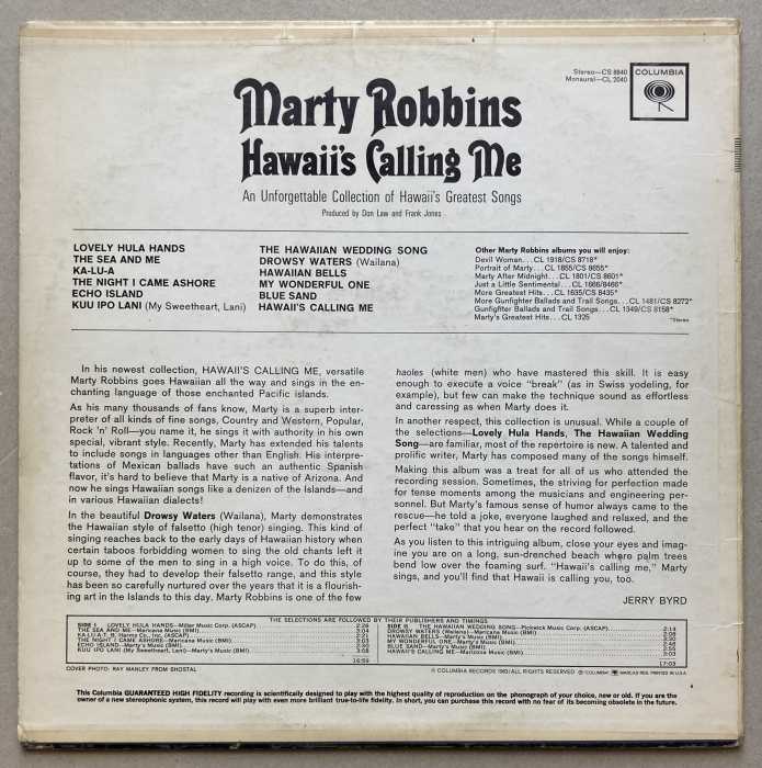 Marty Robbins - Hawaii's Calling Me (LP)
