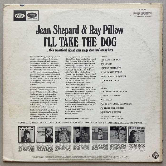 Jean Shepard And Ray Pillow - I'll Take The Dog (LP)