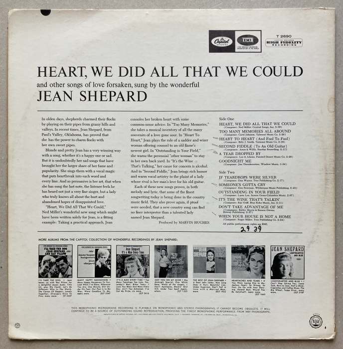 Jean Shepard - Heart, We Did All That We Could (LP)