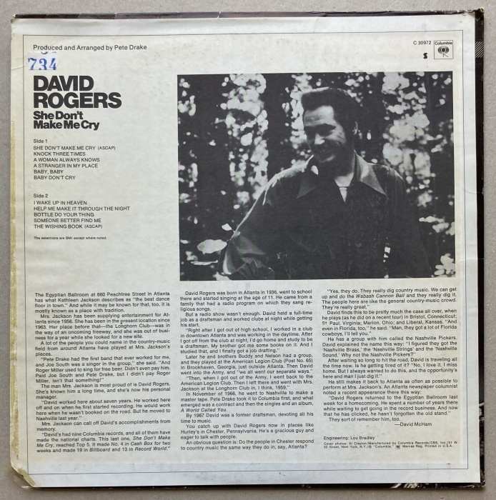 David Rogers - She Don't Make Me Cry (LP)