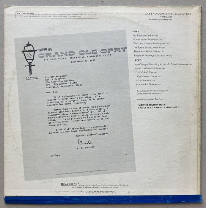 Norma Jean - Love's A Woman's Job (LP)
