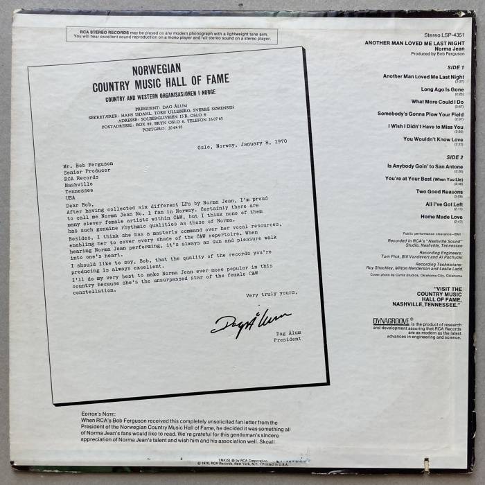 Norma Jean - Another Man Loved Me Last Night (LP)