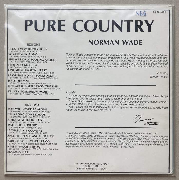 Norman Wade - Pure Country (LP)