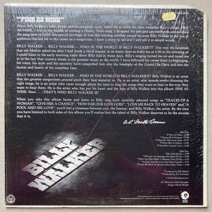 Billy Walker - Fine As Wine (LP)