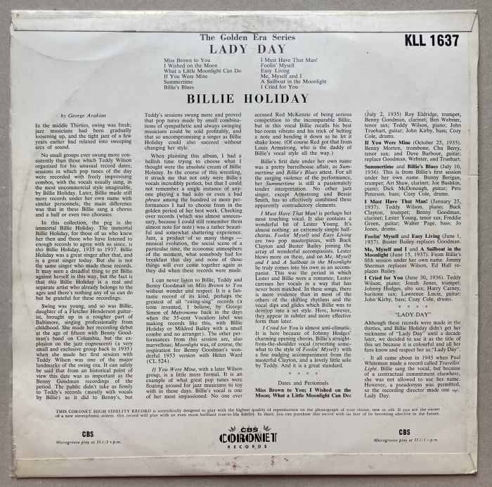 Billie Holiday - Lady Day (LP)