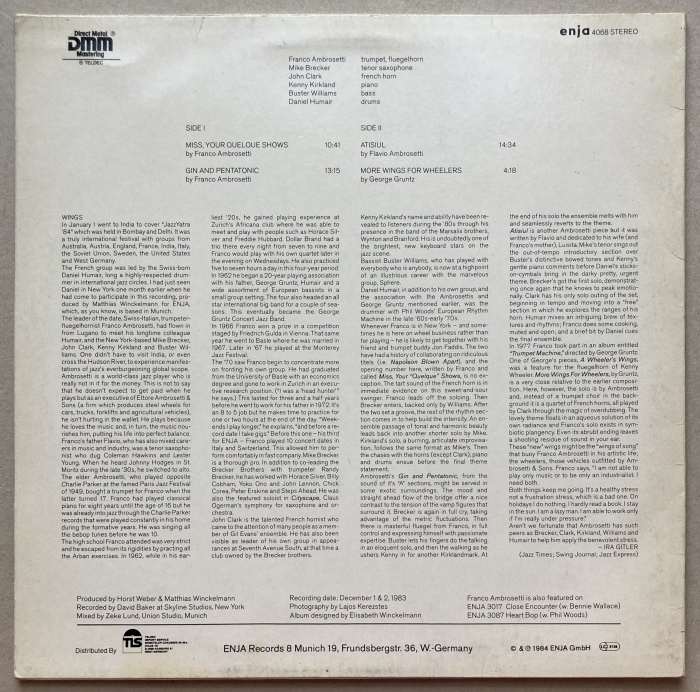 Franco Ambrosetti, Michael Brecker, John Clark, Kenny Kirkland, Buster Williams, Daniel Humair - Wings (LP)