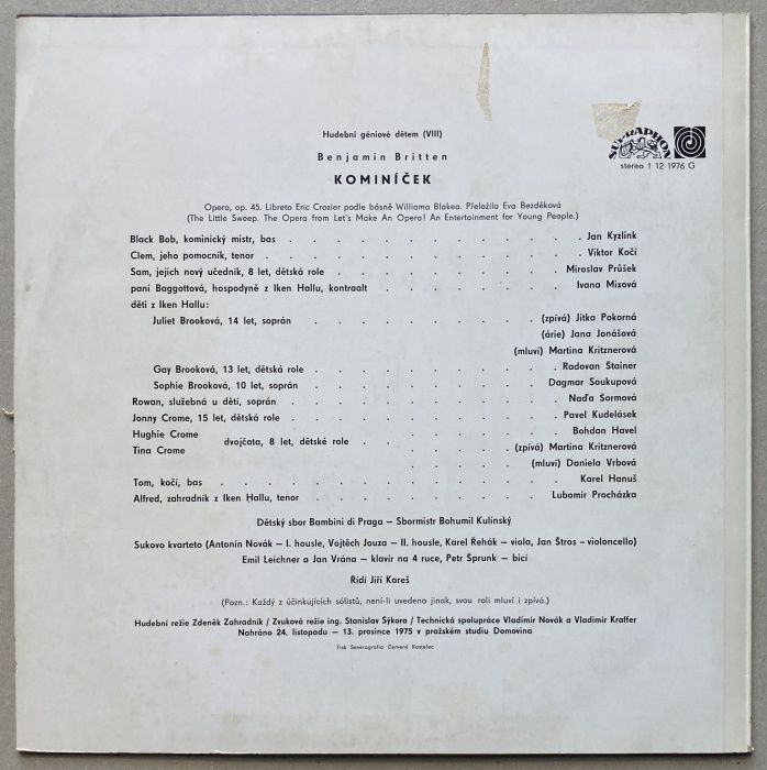Benjamin Britten - Kominíček, op. 45 (LP)