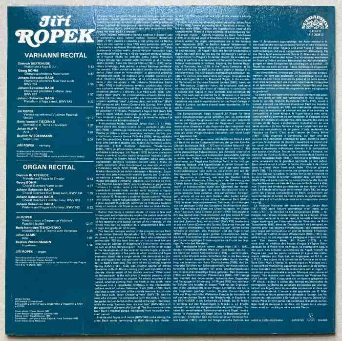 Jiří Ropek - Varhanní recital / Organ Recital (LP)