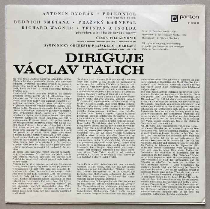 Antonín Dvořák, Bedřich Smetana, Richard Wagner - Diriguje Václav Talich - Polednice, Pražský karneval, Tristan a Isolda (LP)