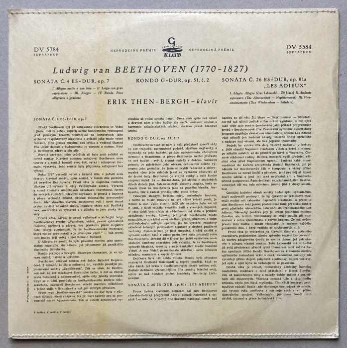 Erik Then-Bergh - Sonáta č. 4 Es-dur, op. 7 / Rondo G-dur, op. 51, č. 2 / Sonáta č. 26 Es-dur, op. 81a "Les Adieux" (LP)
