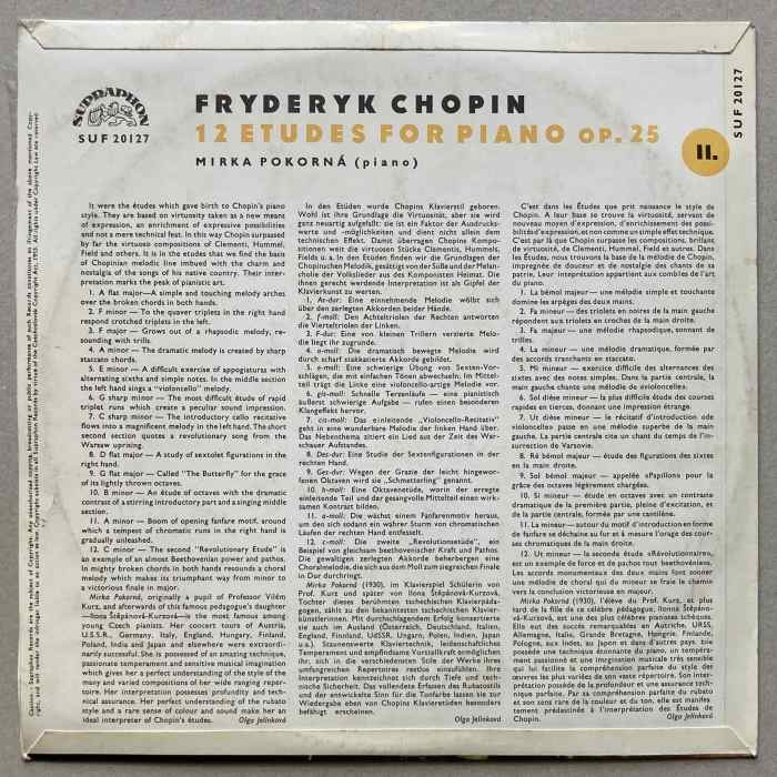 Chopin / Mirka Pokorná - Etudes For Piano II., Op. 25 (10" LP)