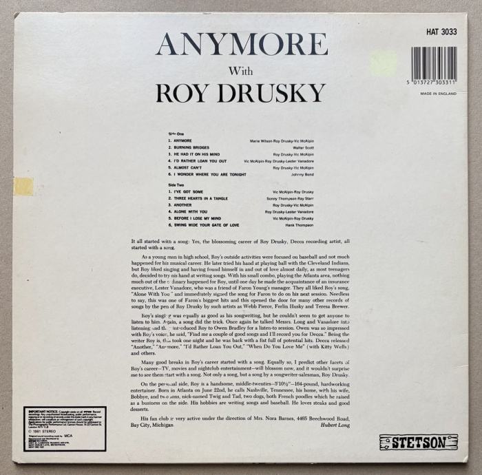 Roy Drusky - Anymore (LP)