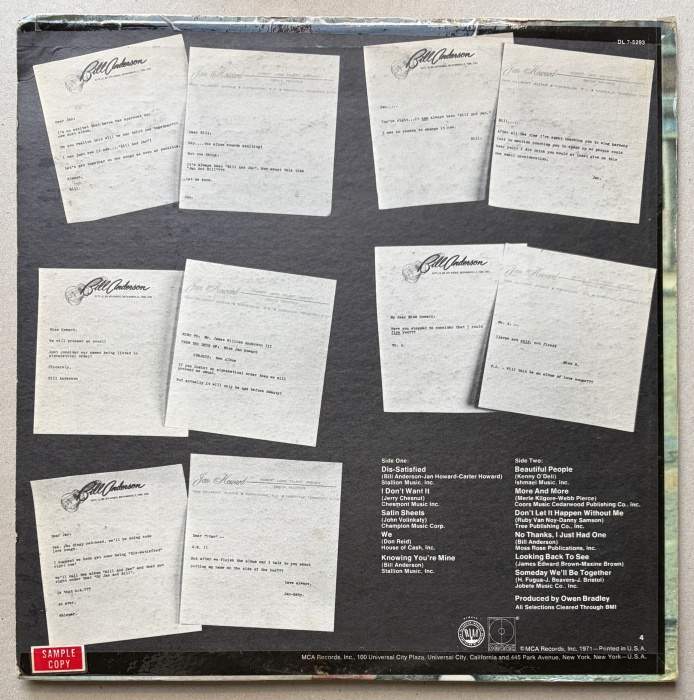 Bill Anderson & Jan Howard - Bill & Jan Or (Jan & Bill) (LP)