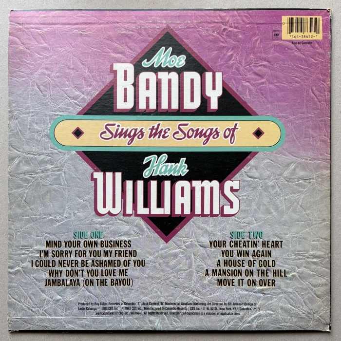 Moe Bandy - Moe Bandy Sings The Songs Of Hank Williams (LP)