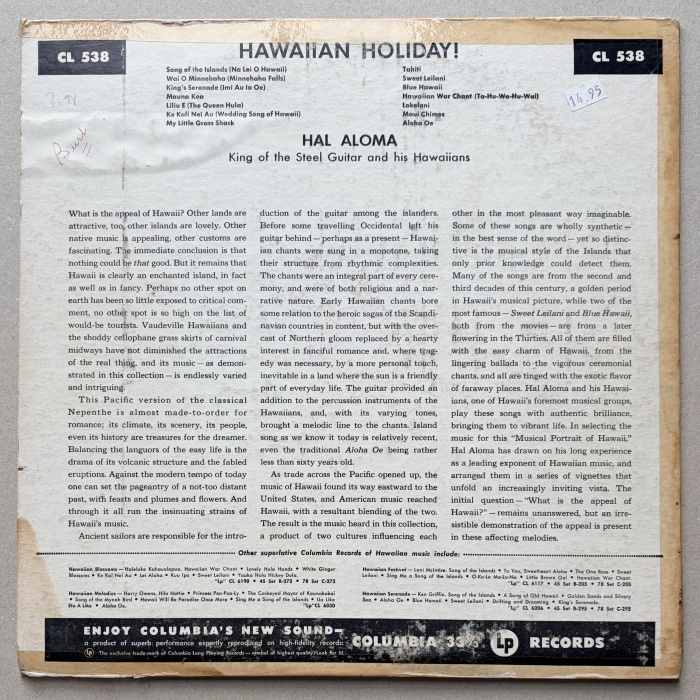 Hal Aloma ("King of the Steel Guitar") And His Hawaiians - Hawaiian Holiday! (LP)