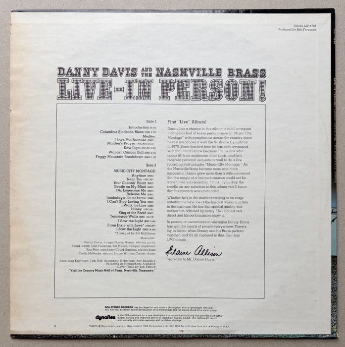 Danny Davis And The Nashville Brass - Live-In Person! (LP)