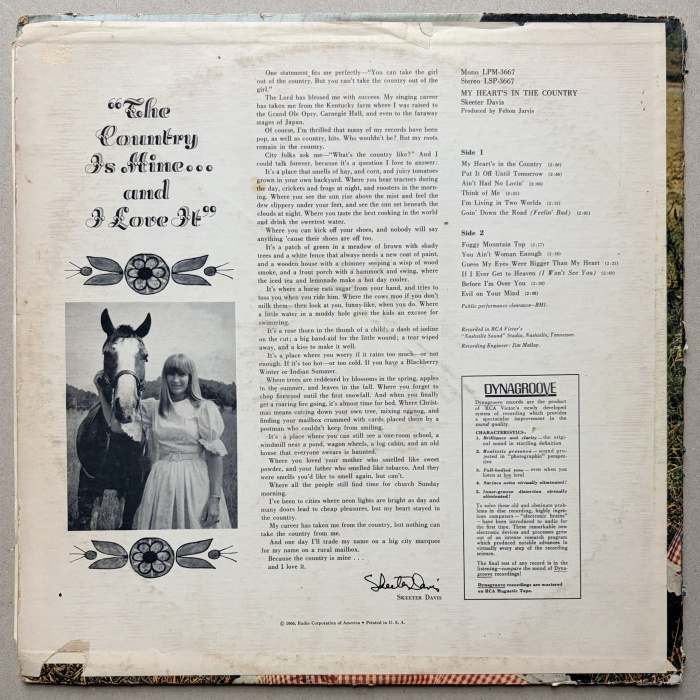 Skeeter Davis - My Heart's In The Country (LP)