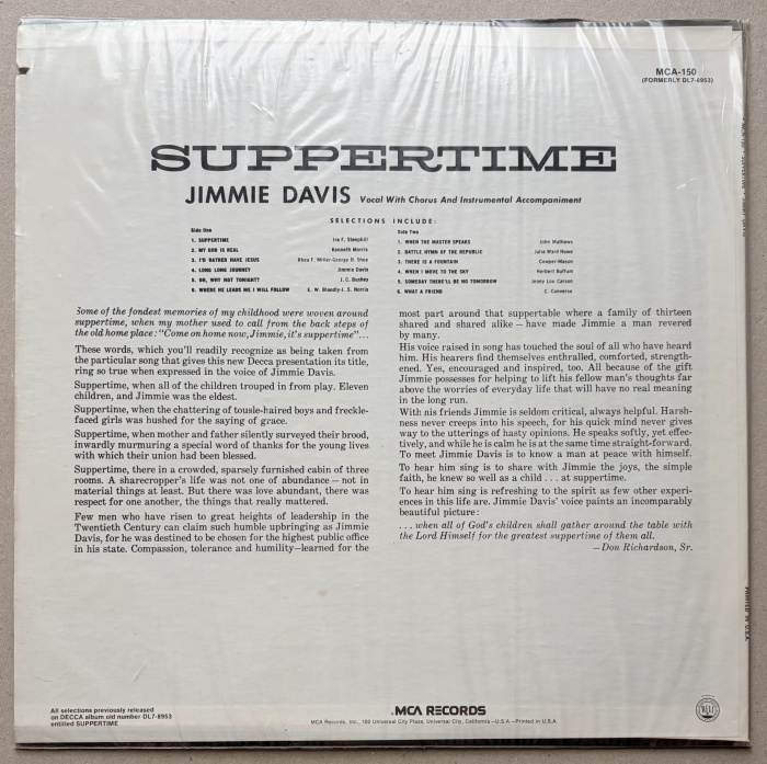 Jimmie Davis - Suppertime (LP)