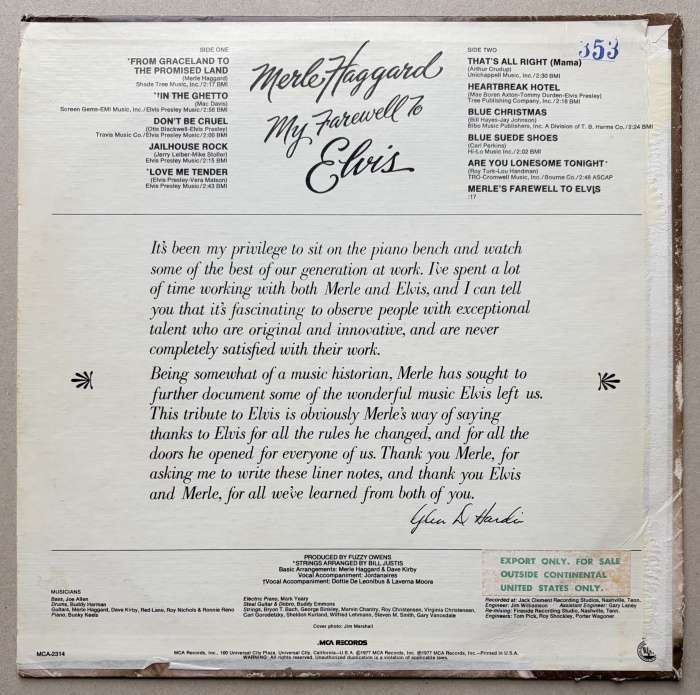 Merle Haggard - My Farewell To Elvis (LP)