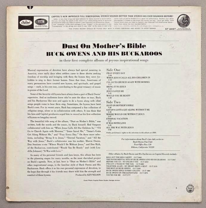 Buck Owens And His Buckaroos - Dust On Mother's Bible (Songs Of Faith And Religion) (LP)
