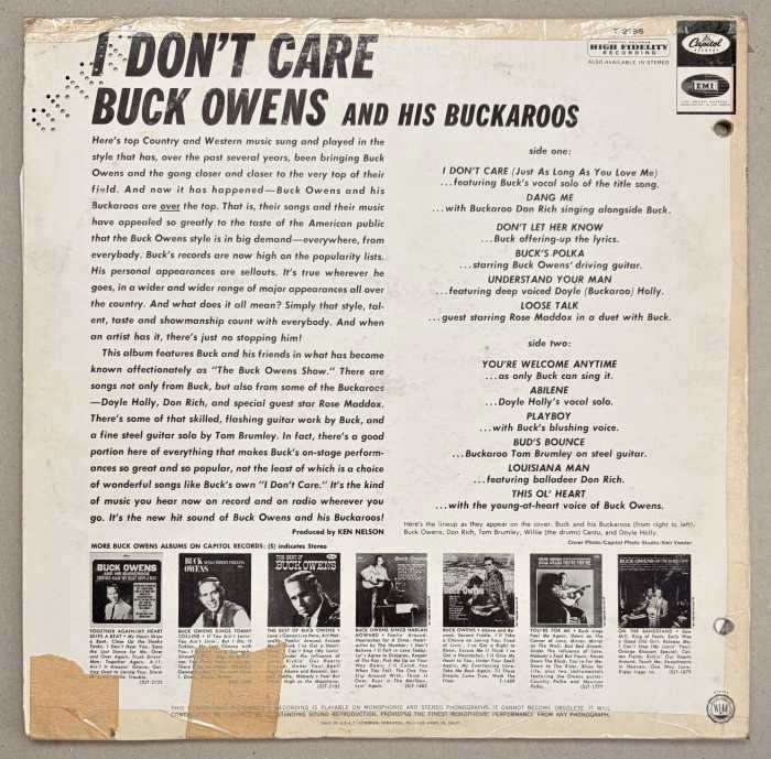 Buck Owens And His Buckaroos - I Don't Care (LP)