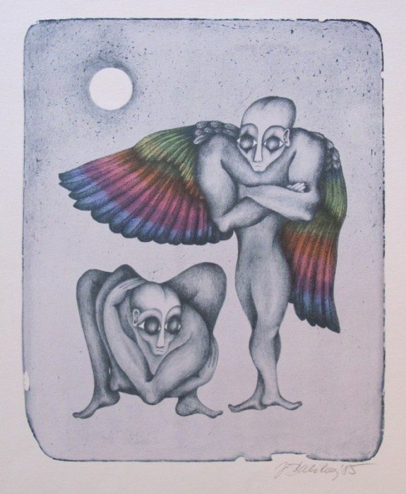 Jitka Baliharová (*1942) - Andělé - litografie