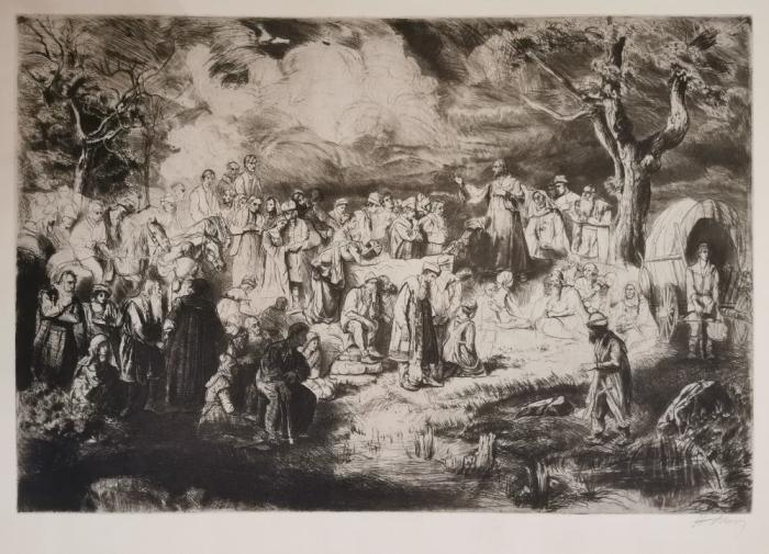 Adolf Jelínek Alex (1890-1957) - Kázání Mistra Jana Husa, lept
