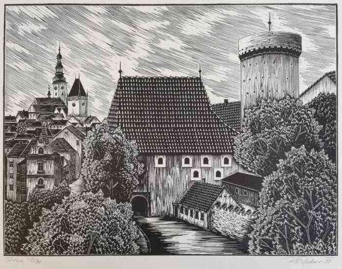 František Dobeš (1931-2020) - Tábor Kotnov - linoryt