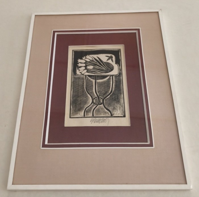 Vladimír Komárek (1928 - 2002) - Zátiší s tulipány - dřevoryt