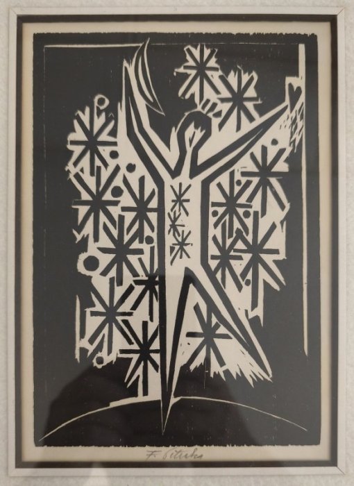 František Peterka (1920 - 2007) - Muž v noci (dřevořez)